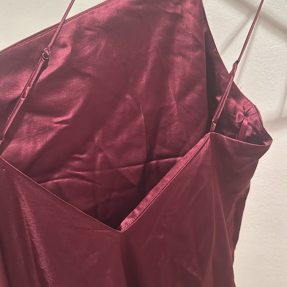 NWT Banana Republic Dark Cherry Divine Silk One Shoulder Dress Large - Picture 7 of 10